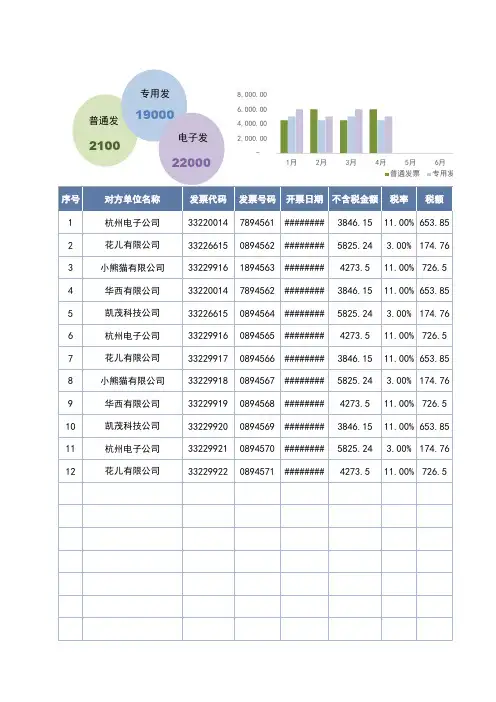 发票登记表-分类汇总