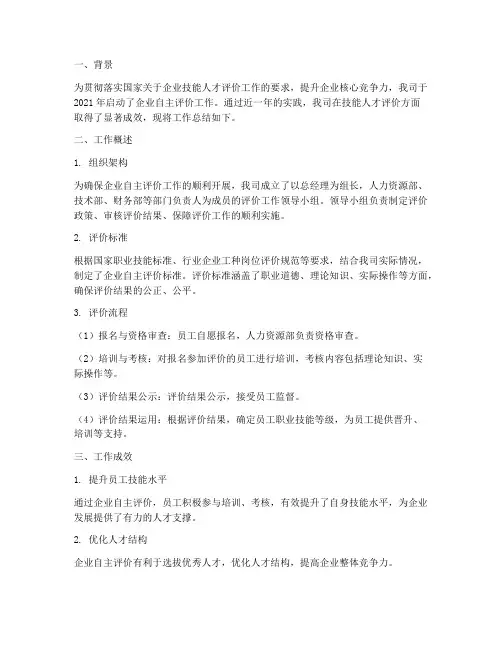 企业自主评价工作总结报告