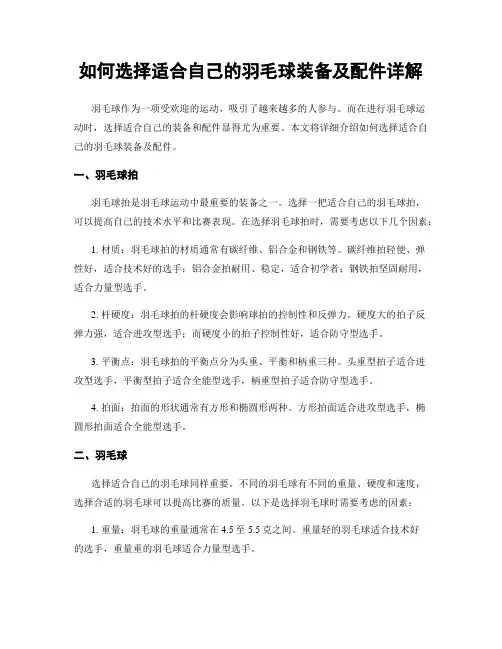 如何选择适合自己的羽毛球装备及配件详解