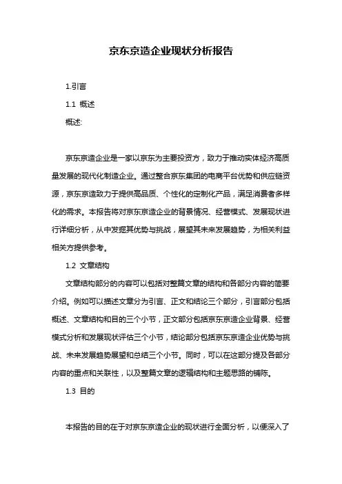 京东京造企业现状分析报告