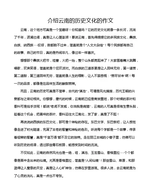 介绍云南的历史文化的作文