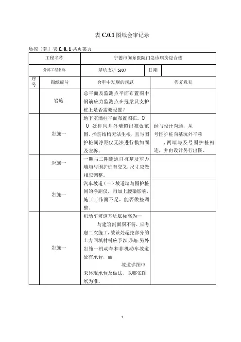 图纸自审纪要