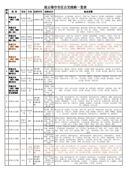 连云港市公交线路一览表