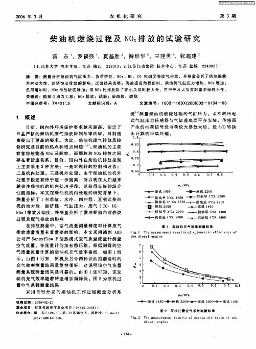 柴油机燃烧过程及NOx排放的试验研究