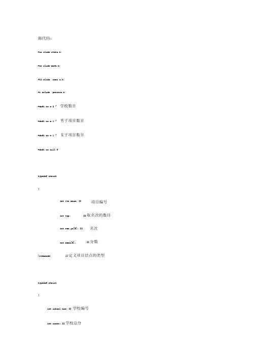C语言课程设计____运动会分数统计系统源代码