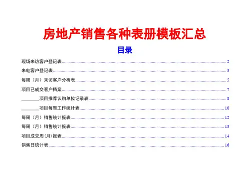 房地产销售各种表册模板汇总