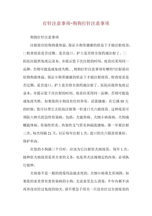 打针注意事项-狗狗打针注意事项