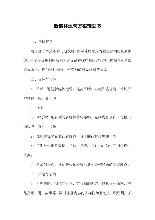 新媒体运营方案策划书