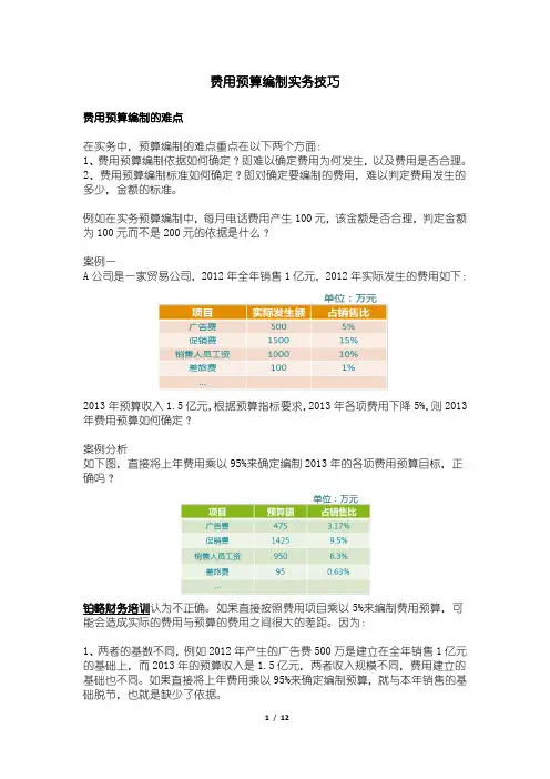 费用预算编制实务技巧