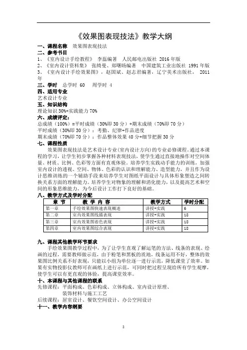 教学大纲(效果图表现技法)