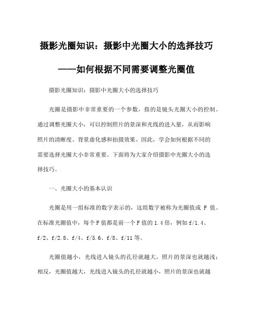摄影光圈知识：摄影中光圈大小的选择技巧——如何根据不同需要调整光圈值
