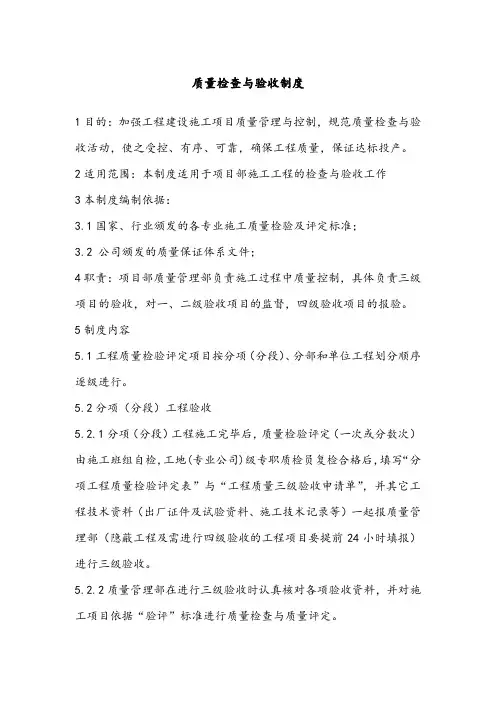 质量管理制度-质量检查与验收制度