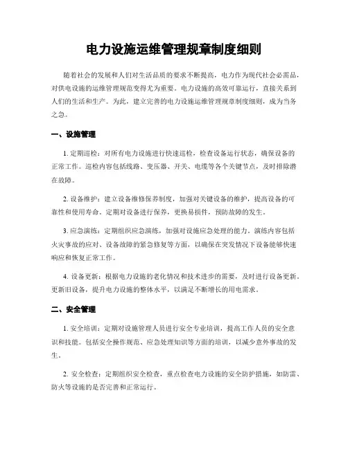 电力设施运维管理规章制度细则
