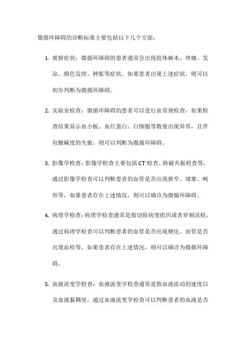 微循环障碍诊断标准