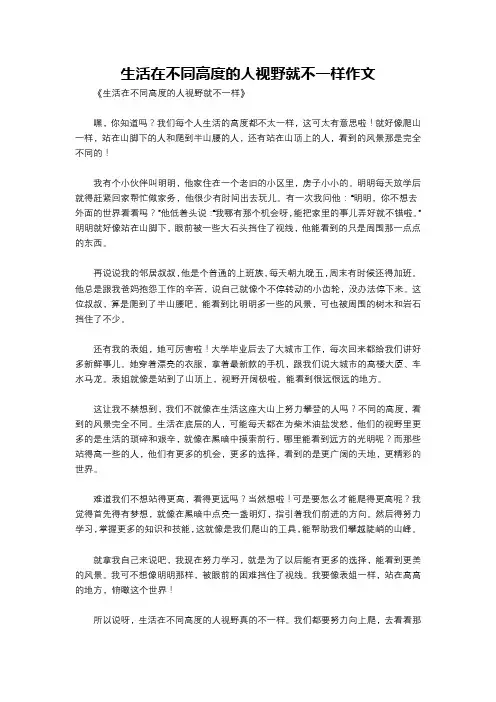 生活在不同高度的人视野就不一样作文