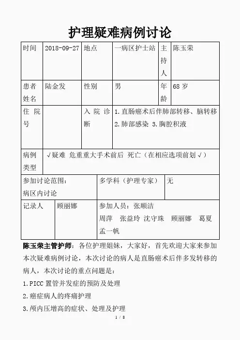 护理疑难病例讨论(精品课件)