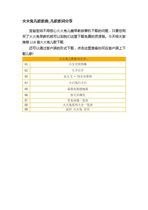 火火兔儿歌歌曲_儿歌歌词分享