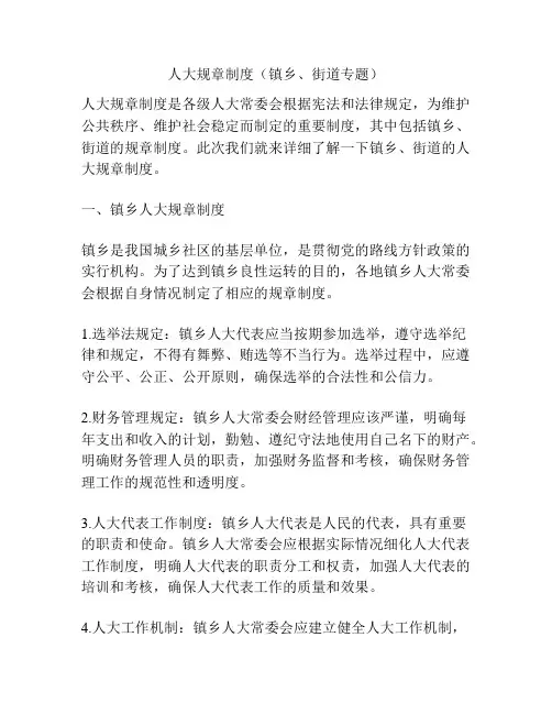 人大规章制度(镇乡、街道专题)