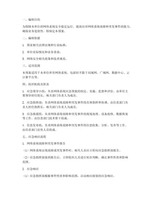 网络系统应急预案