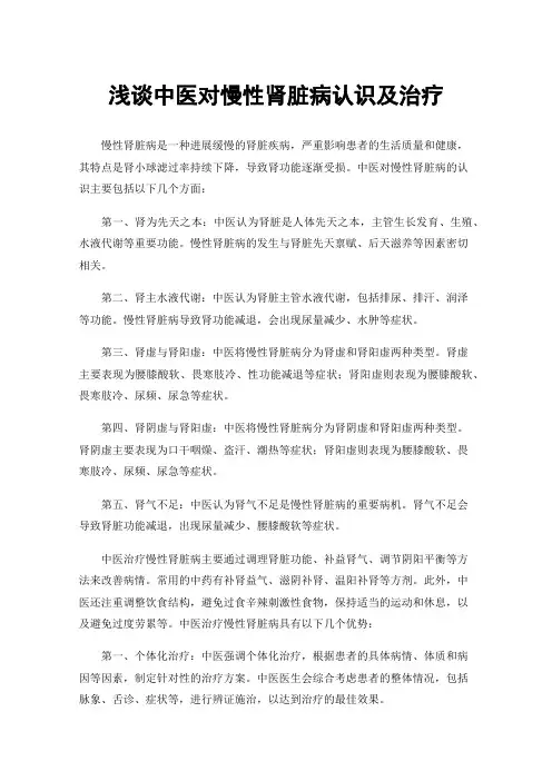 浅谈中医对慢性肾脏病认识及治疗