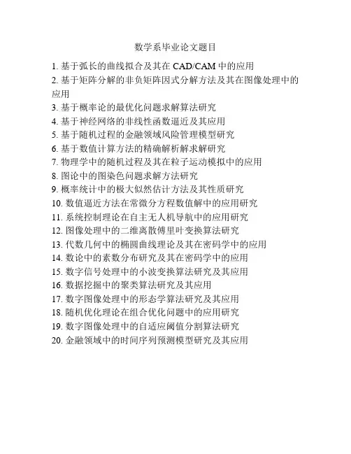 数学系毕业论文题目
