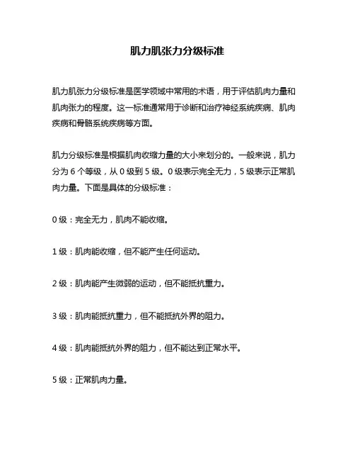 肌力肌张力分级标准