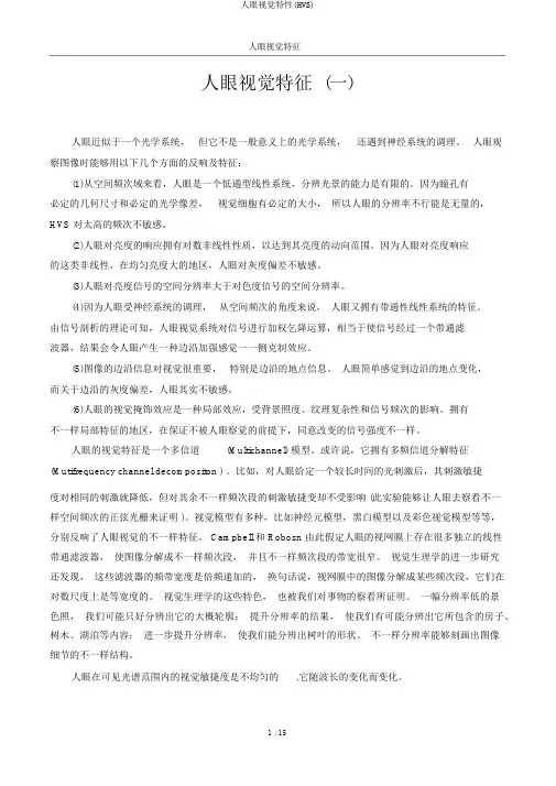 人眼视觉特性(HVS)
