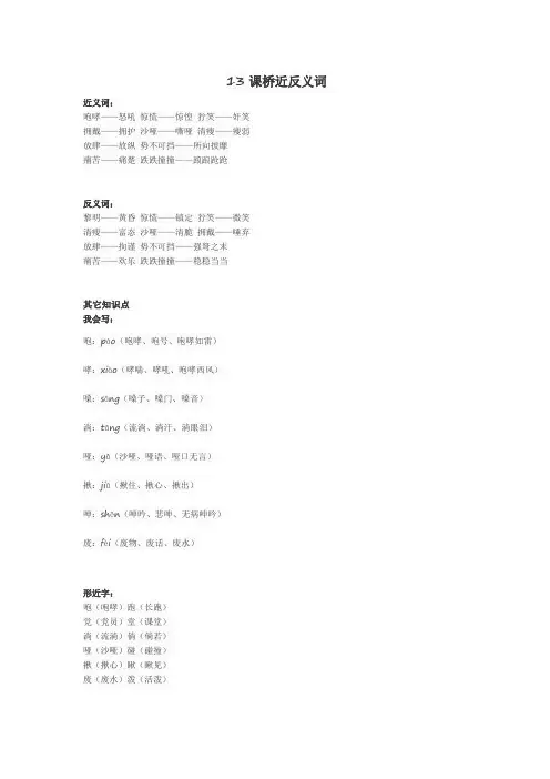 13课桥近反义词