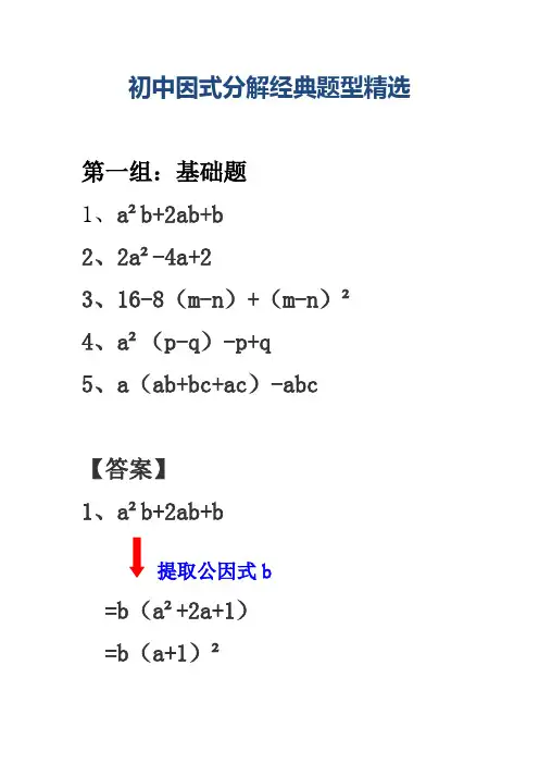 初中因式分解经典题型(含详细答案)