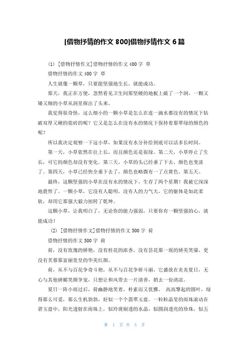 [借物抒情的作文800]借物抒情作文6篇