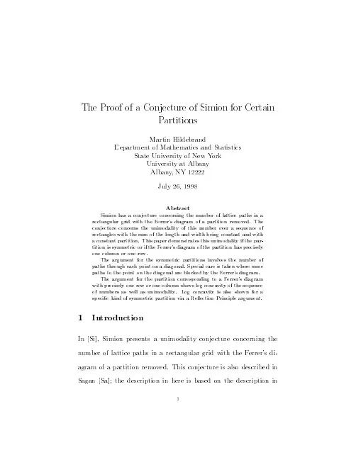 The proof of a conjecture of Simion for certain partitions