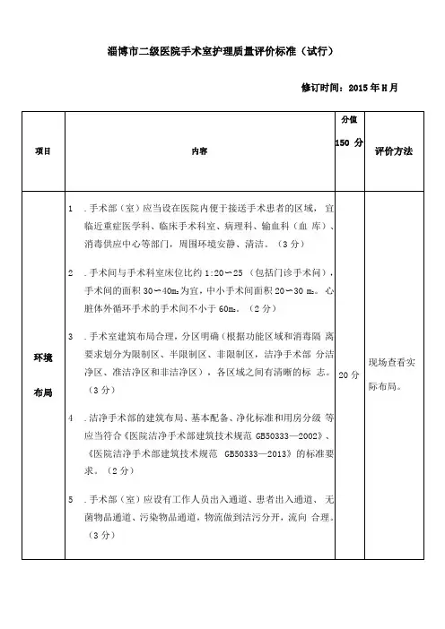 手术室质控标准