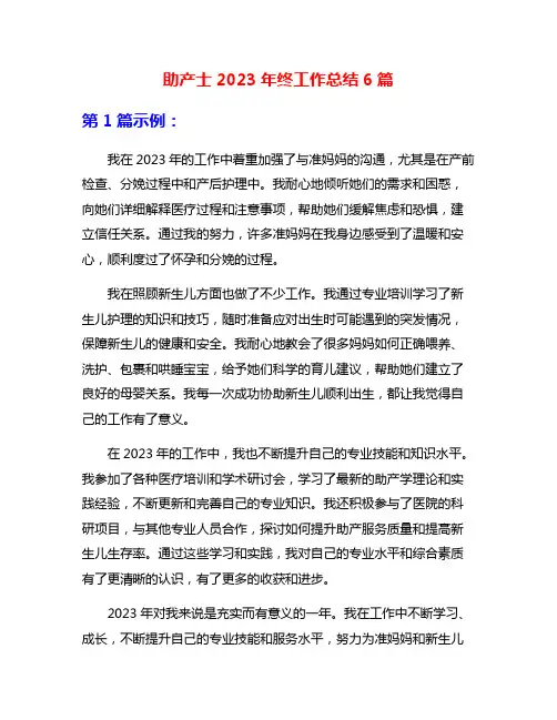 助产士2023年终工作总结6篇