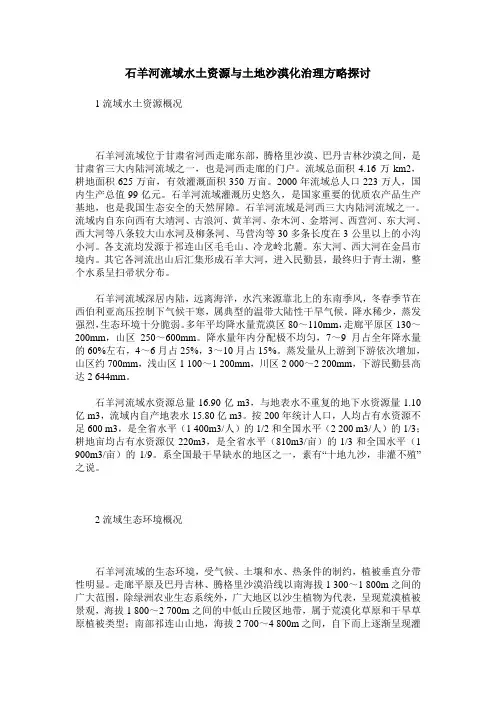 石羊河流域水土资源与土地沙漠化治理方略探讨