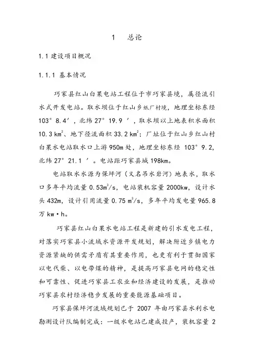 水电站工程水资源论证报告书