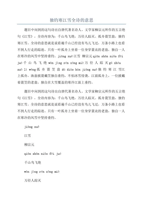 独钓寒江雪全诗的意思