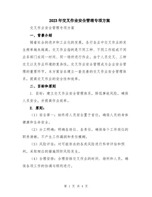 2023年交叉作业安全管理专项方案