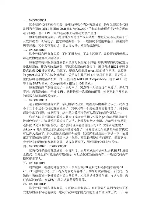 关于联想笔记本蓝屏解决办法
