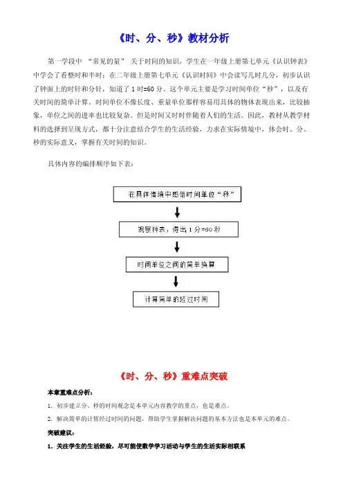 新人教版三年级上册《时、分、秒》教材分析