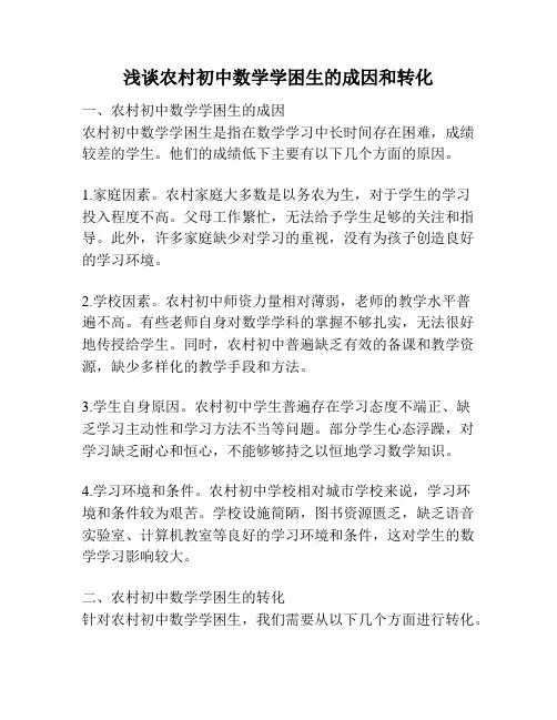 浅谈农村初中数学学困生的成因和转化