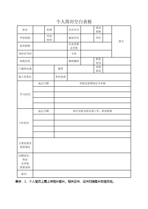个人空白简历标准表(29)