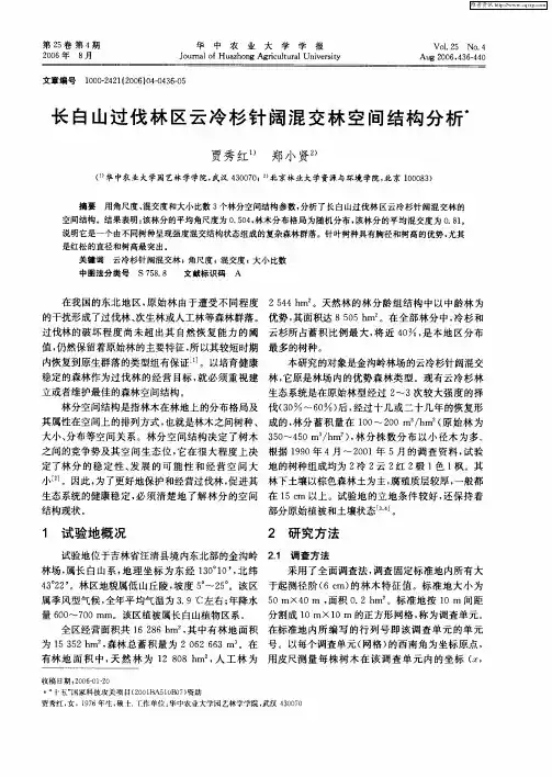 长白山过伐林区云冷杉针阔混交林空间结构分析