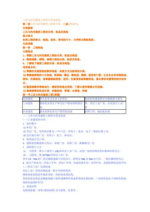 工业与民用建筑工程的分类及组成