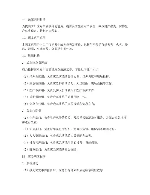 工厂单位应急演练预案模板