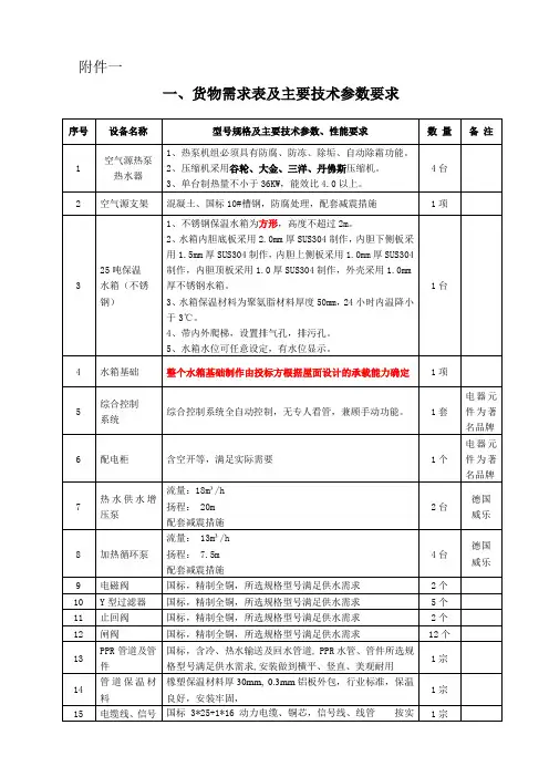 空气能技术参数