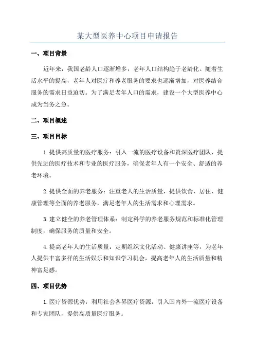 某大型医养中心项目申请报告