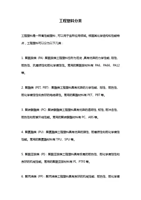 工程塑料分类