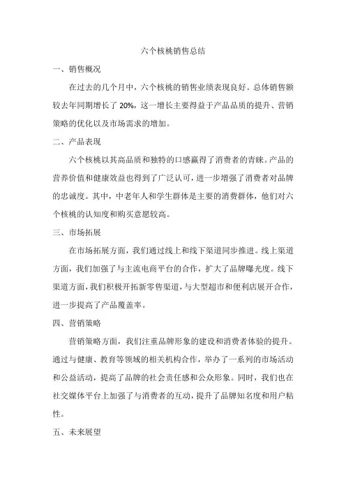 六个核桃销售总结
