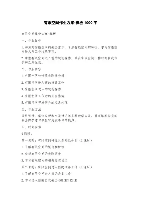 有限空间作业方案模板
