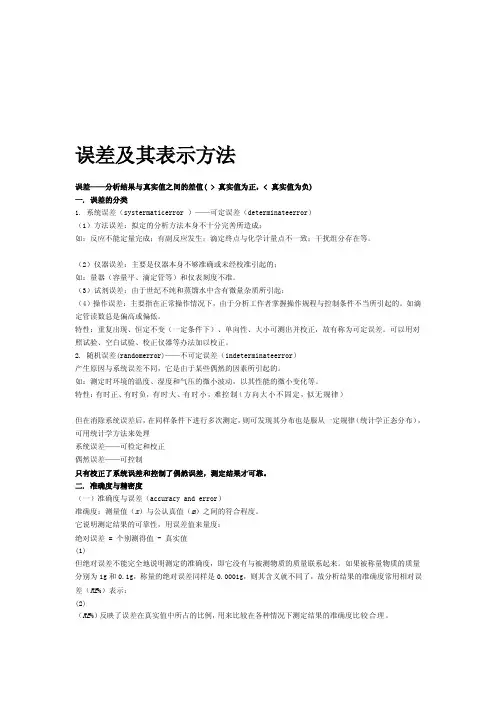 [资料]误差及其表现方法